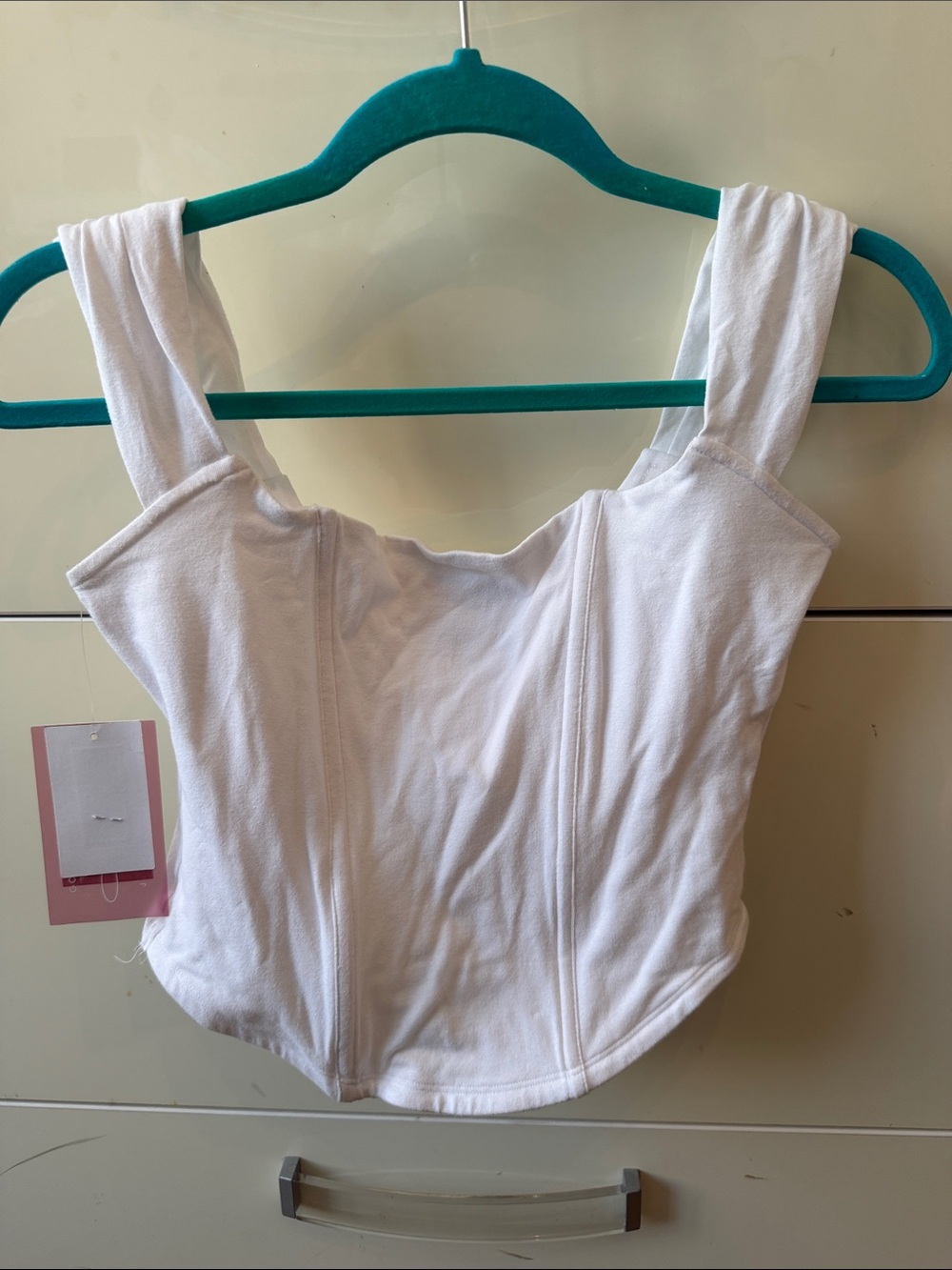 Good American White Corset Tank Crop Top